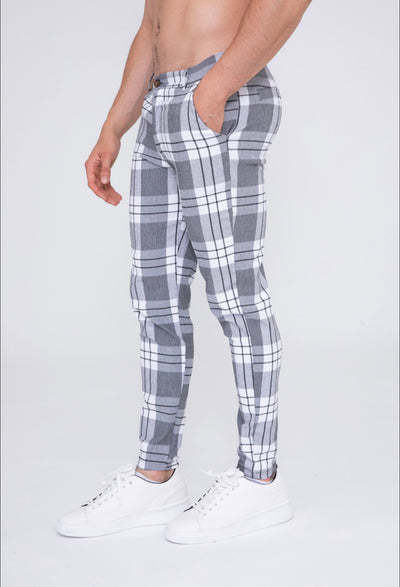 Grey Checked Stretch Skinny Trouser