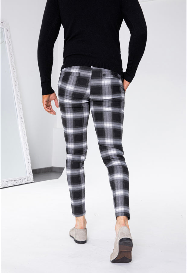 Black Checked Stretch Skinny Trouser