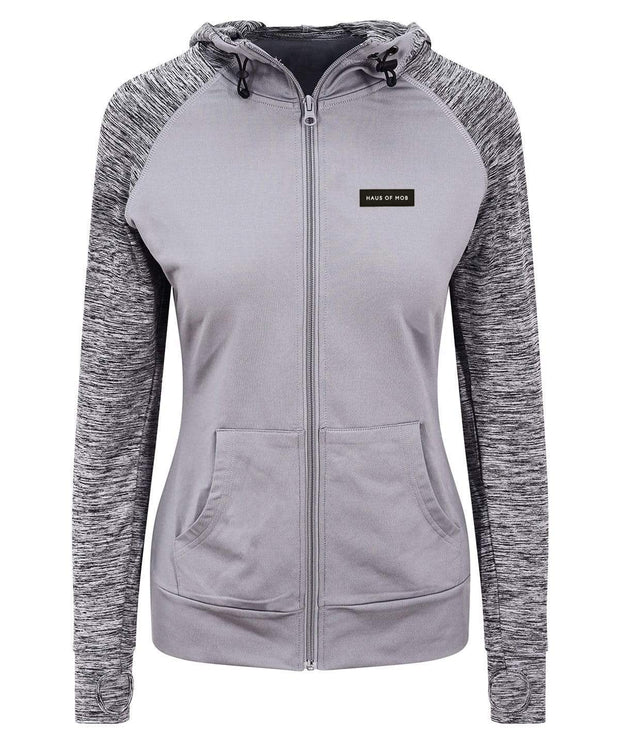 Haus of MOB Girlie Gym Zip Up Hoodie Light Grey