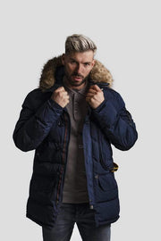 Haus of MOB Navy Blue Parker With Fur Collar