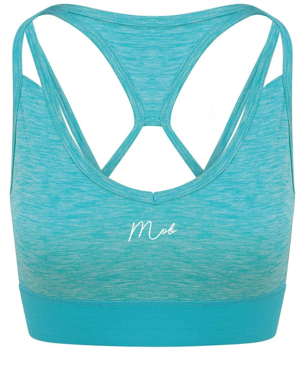 Haus of MOB Women's Cross Back Crop Gym Top Aqua