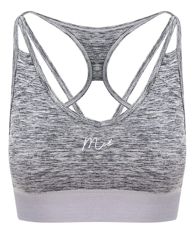 Haus of MOB Women's Cross Back Crop Gym Top Light Grey