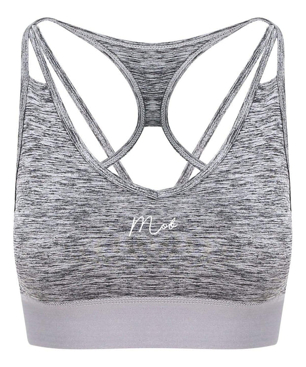 Haus of MOB Women's Cross Back Crop Gym Top Light Grey