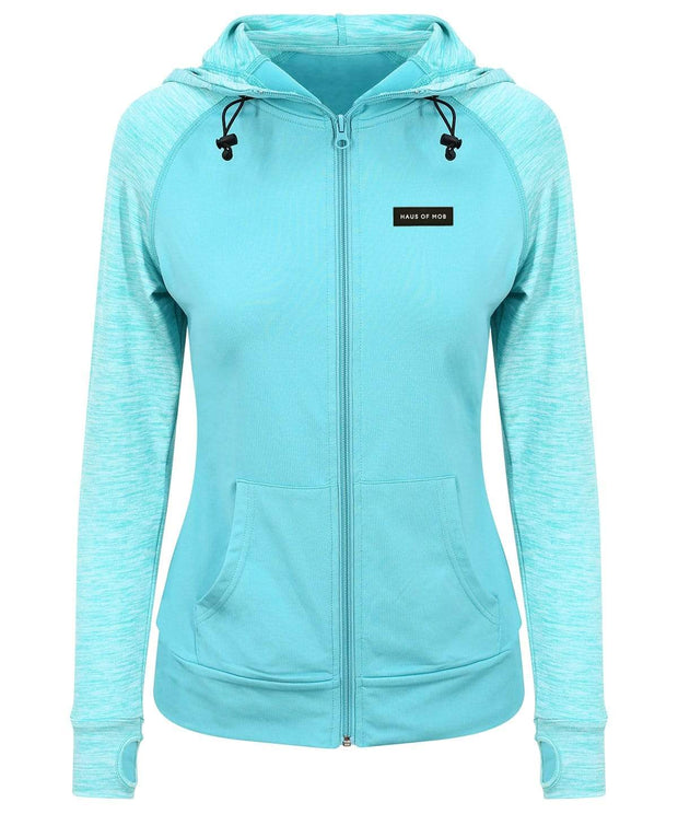 Haus of MOB Womens Gym Zip Up Hoodie Aqua